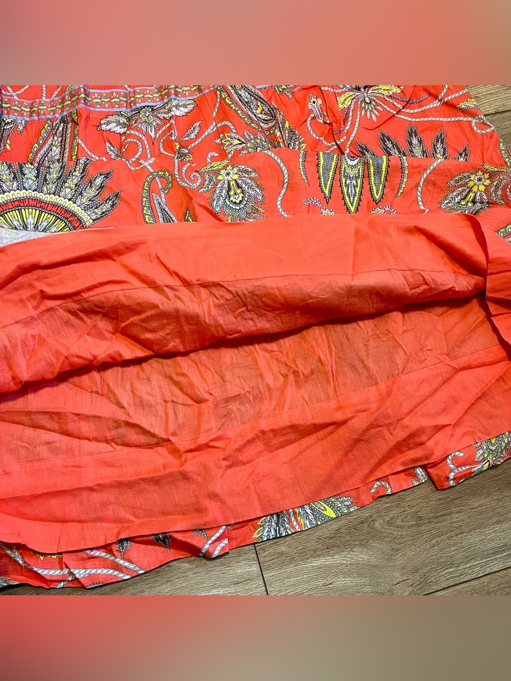 Gretchen Scott Damsel Plume Midi Maxi Dress Women’s Medium Boho Tiered Coral - Picture 10 of 11